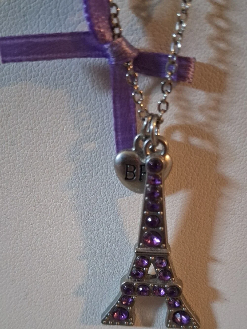 Purple Eiffel Tower BFF Charm Necklace